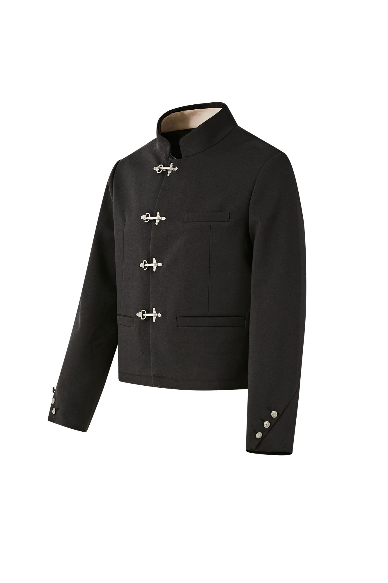 PASET Frog Buckle Stand Collar Jacket-Jacket-S-Free Shipping Leatheretro