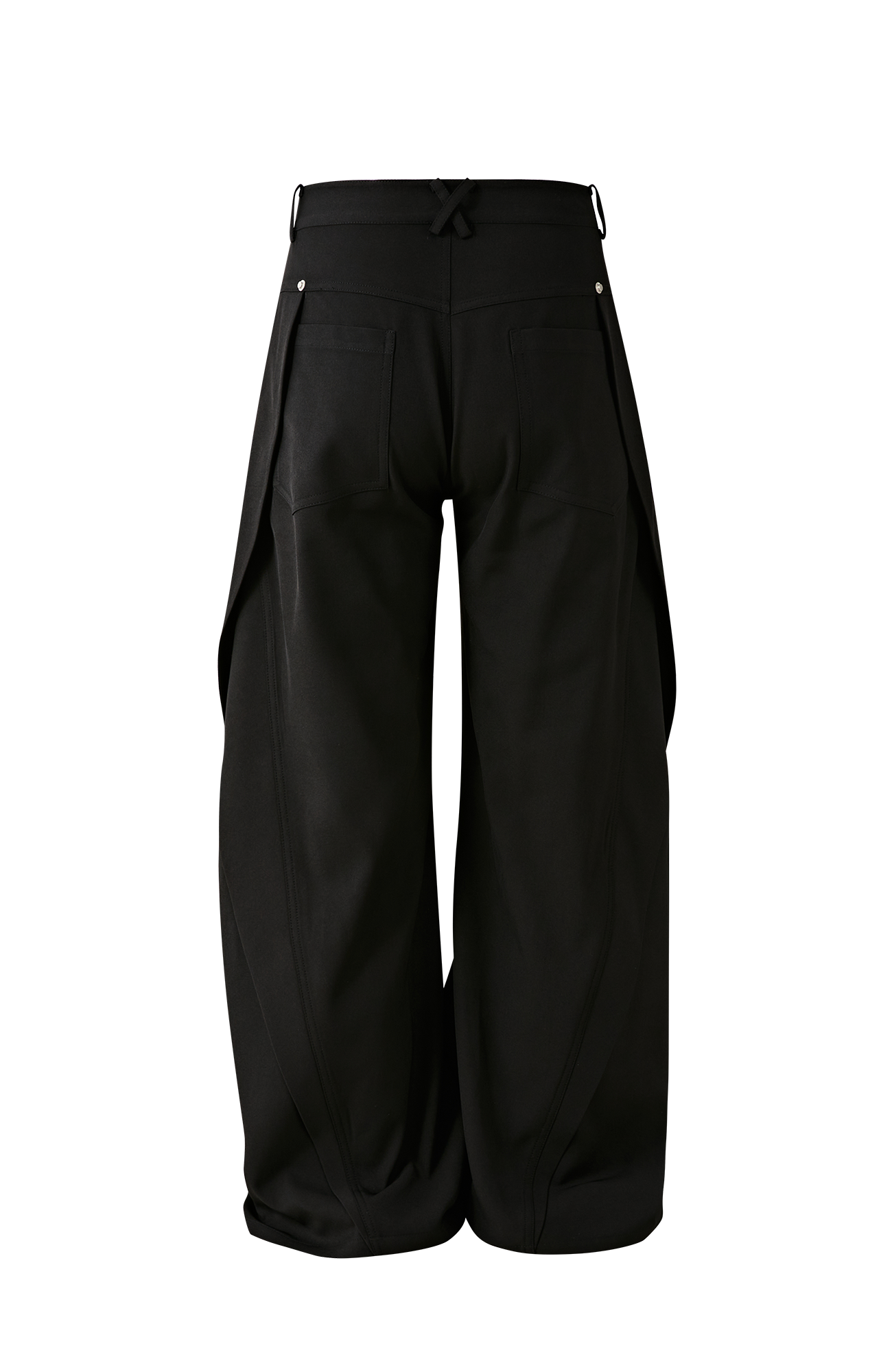 PASET Curved Seam Draped Trousers-Pants-S / 28"-Gray-Free Shipping Leatheretro