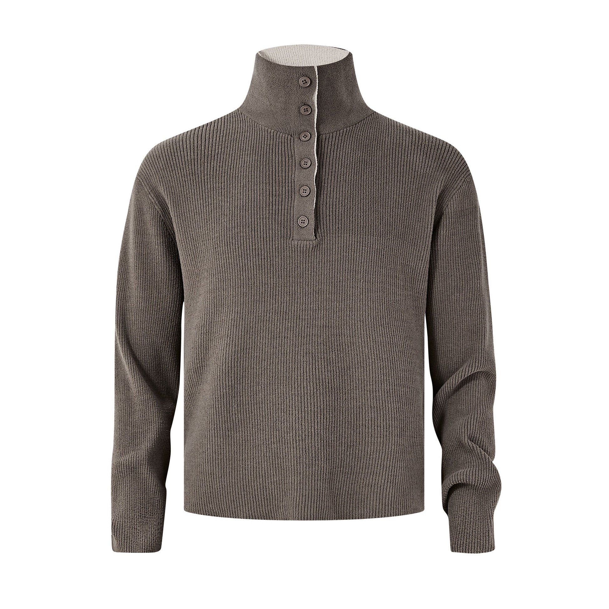 KREATE Contrast Layered Collar Ribbed Sweater-Sweater-S-Brown-Free Shipping Leatheretro