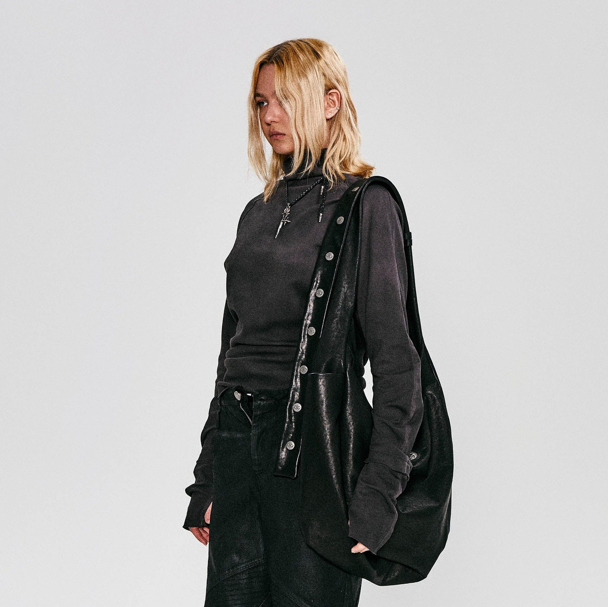 FLYERRER High Neck Slim-Fit Long-Sleeve Tee-L/S Tee-S-Free Shipping Leatheretro