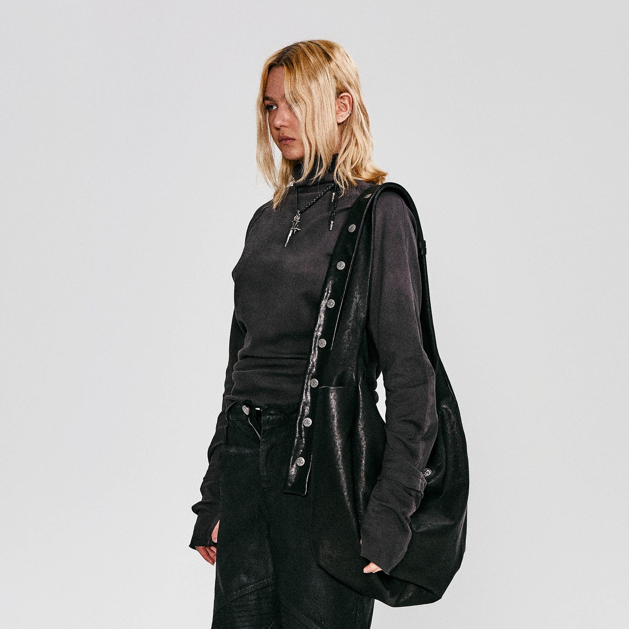 FLYERRER High Neck Slim-Fit Long-Sleeve Tee-L/S Tee-S-Free Shipping Leatheretro