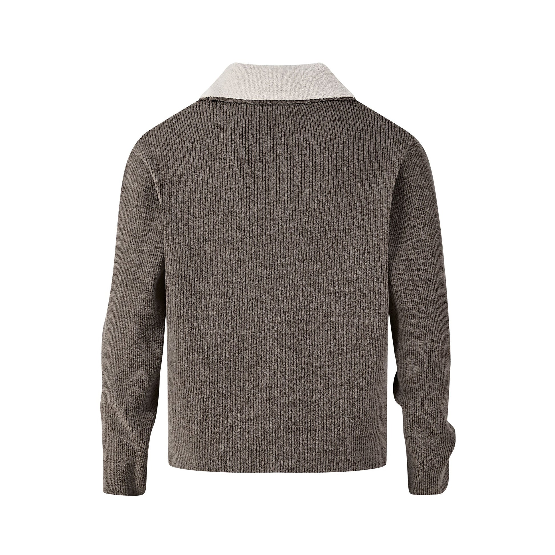 KREATE Contrast Layered Collar Ribbed Sweater-Sweater-S-Brown-Free Shipping Leatheretro