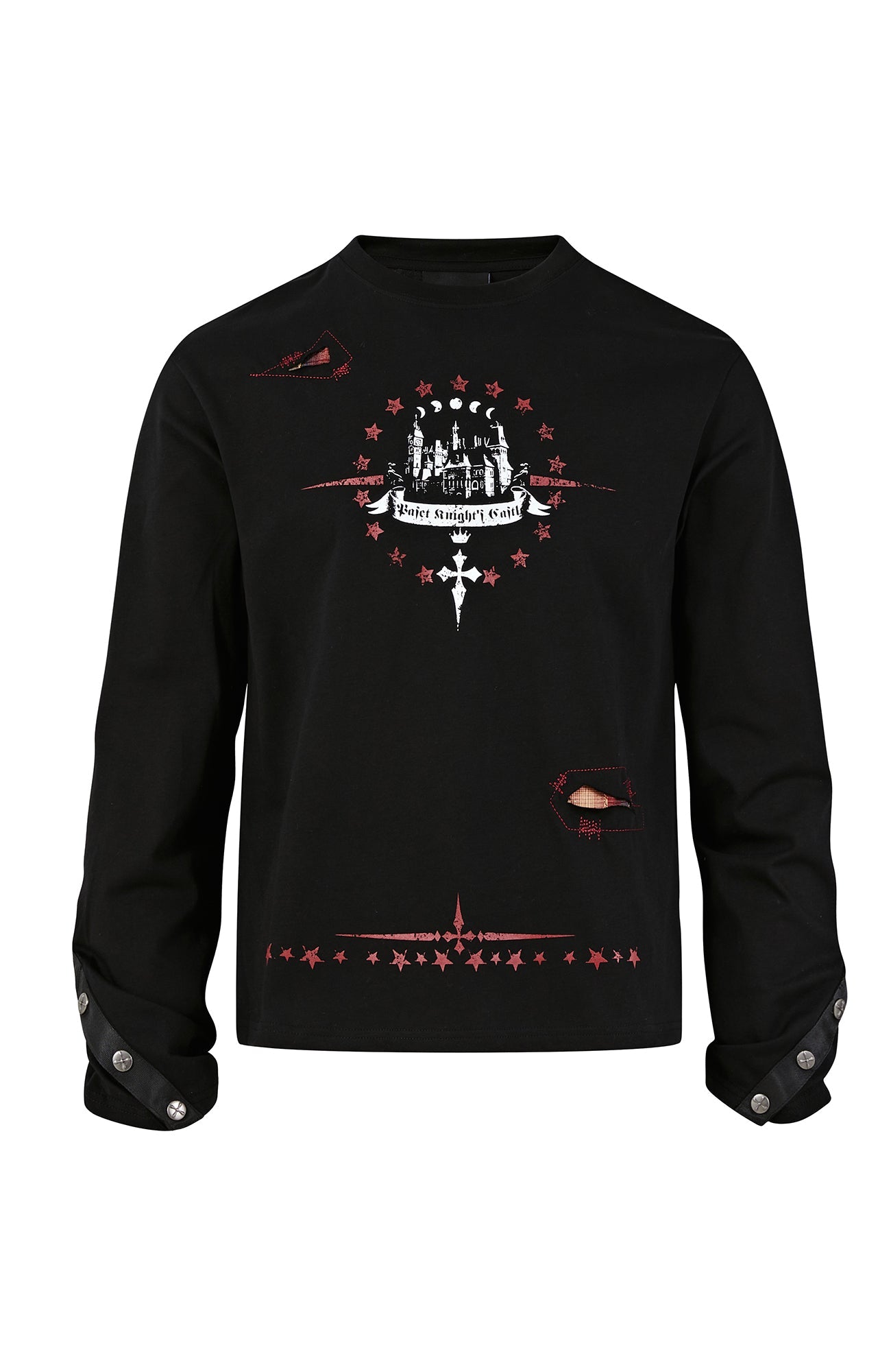 PASET Button Cuff Gothic Graphic Long-Sleeve Tee-L/S Tee-S-Free Shipping Leatheretro