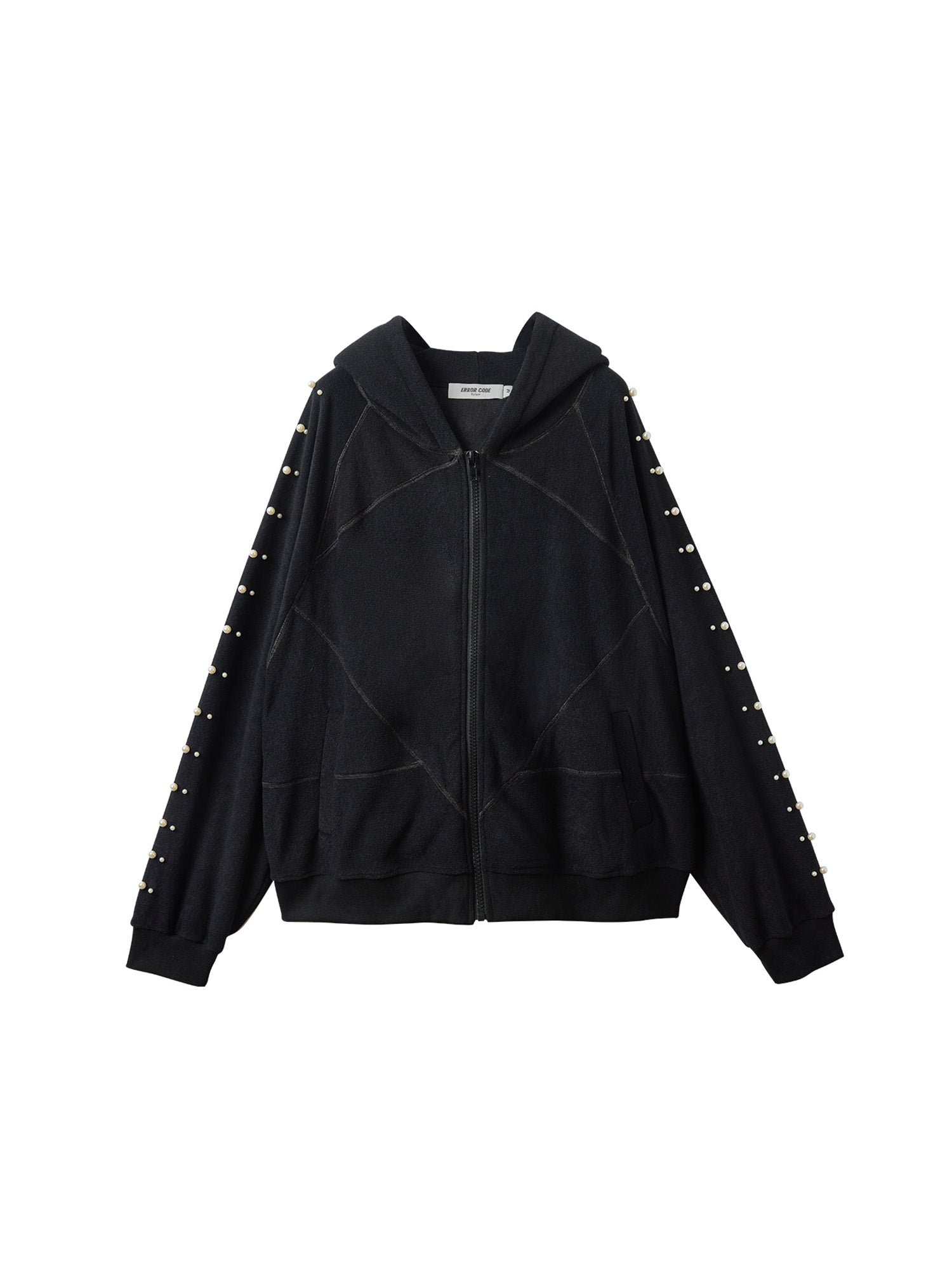 ERROR CODE ROBOT Pearl-Studded Diamond-Seam Hoodie-Jacket-S-Free Shipping Leatheretro