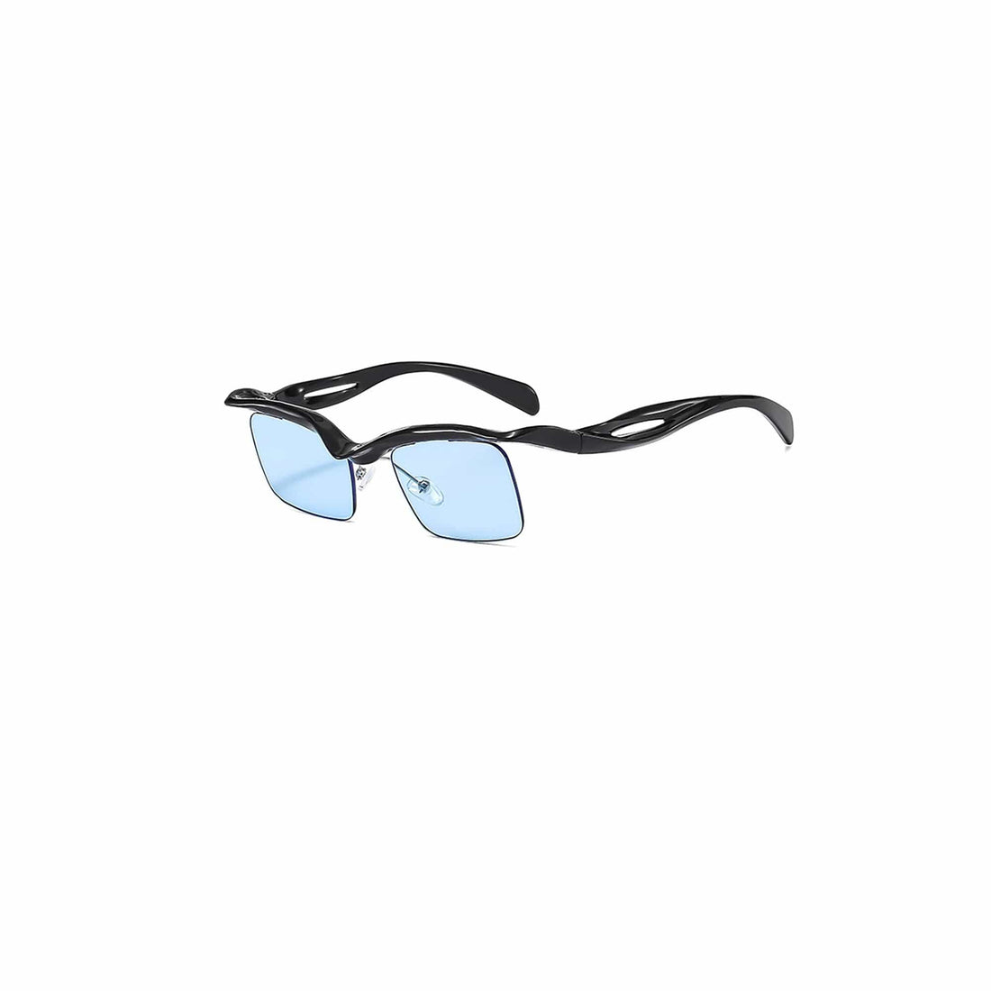 DAMAGE ASIA Streamline Arms Half-Rim Tint Sunglasses-Sunglasses-Blue-Free Shipping Leatheretro