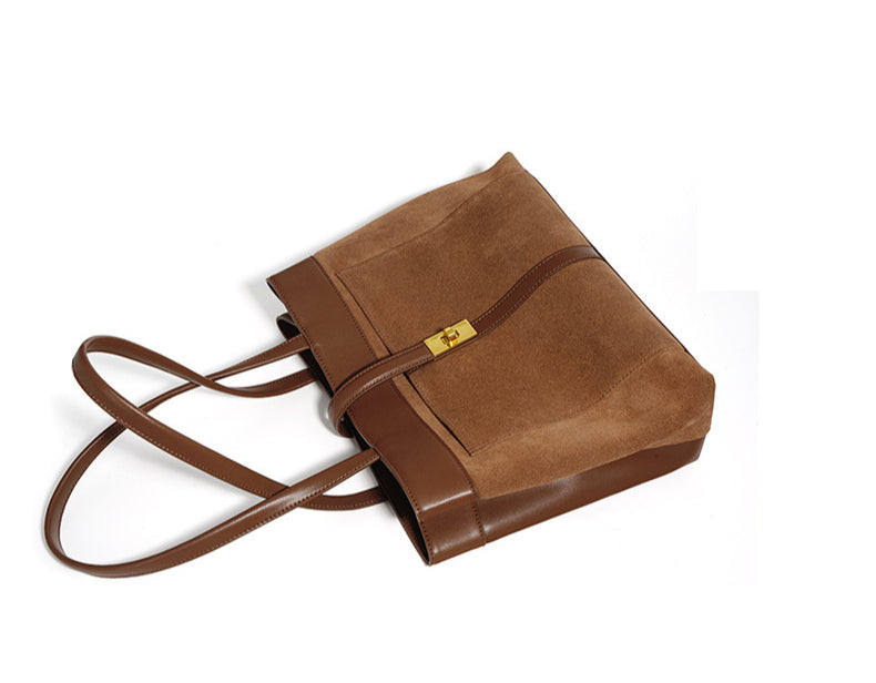 Matte Textured Tote Bag-Shoulder Bags-Brown-Free Shipping Leatheretro