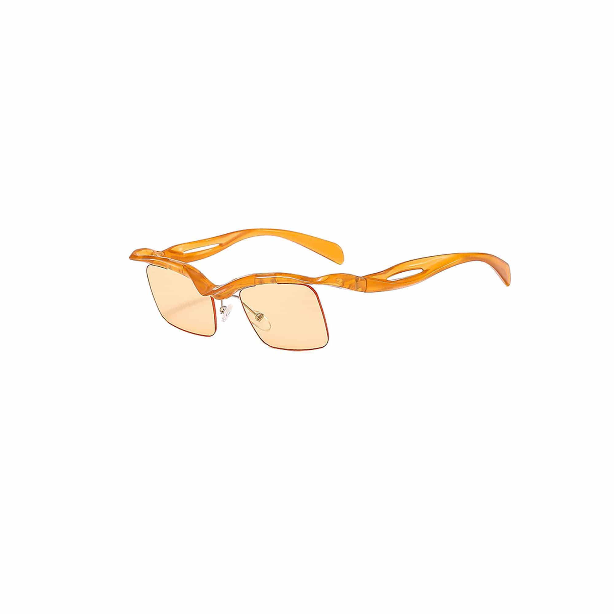 DAMAGE ASIA Streamline Arms Half-Rim Tint Sunglasses-Sunglasses-Orange-Free Shipping Leatheretro