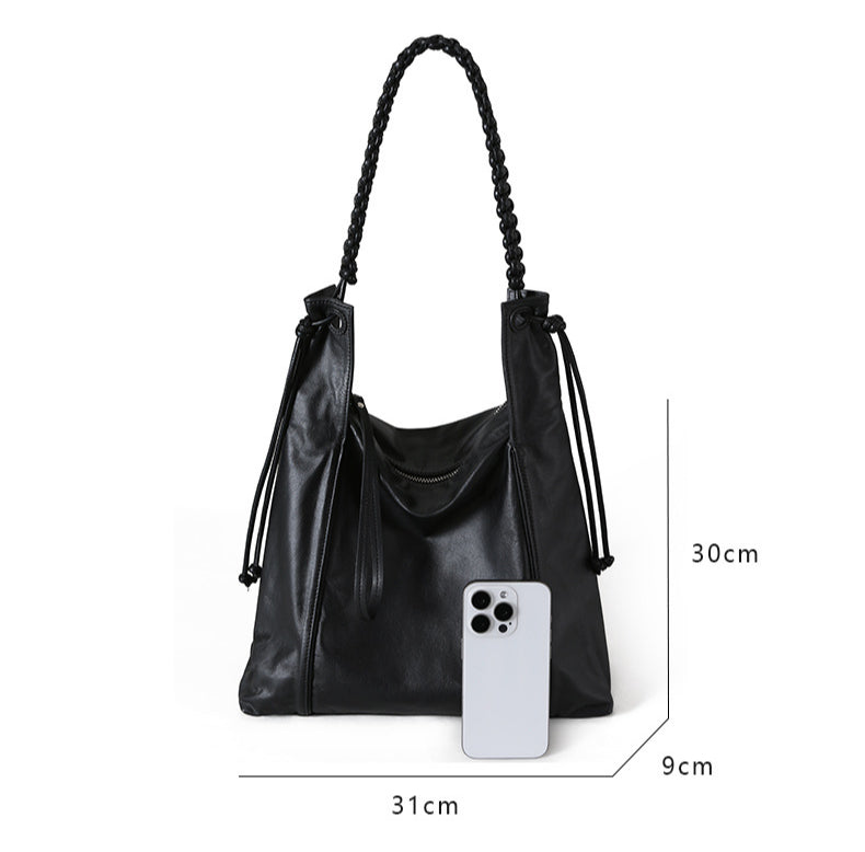 Vintage Minimalist Design Genuine Leather Spacious Capacity for Women-Handbags-A-Free Shipping Leatheretro
