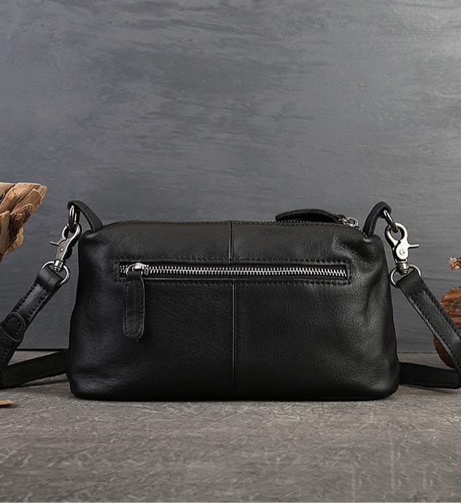 Genuine Leather Women's Crossbody Bag-Handbags-Black-Free Shipping Leatheretro