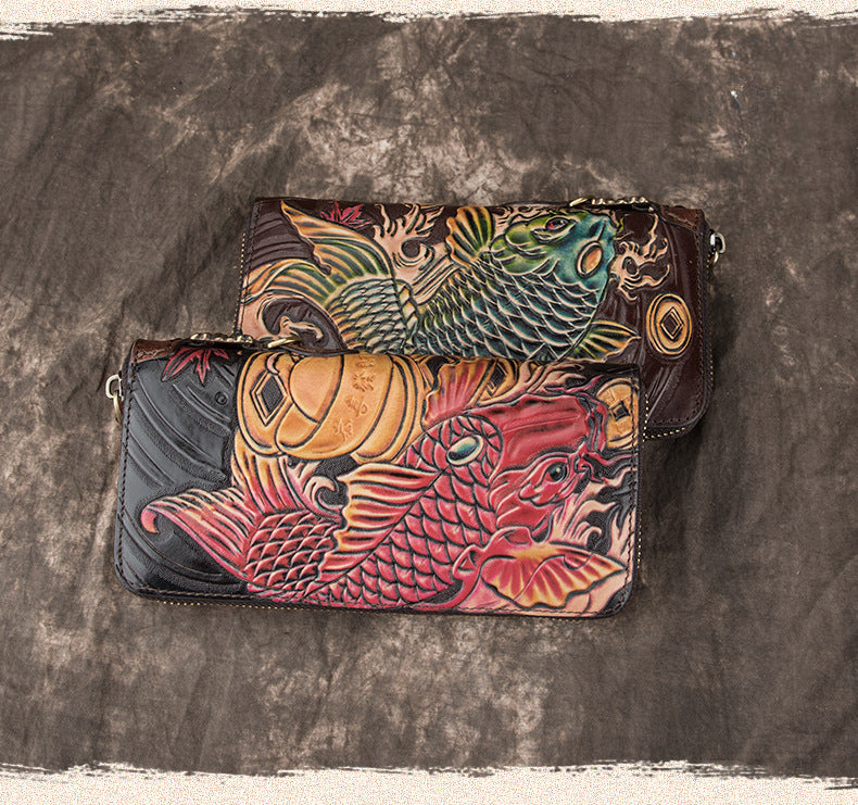 Genuine Leather Long Wallet-Handbags, Wallets & Cases-black-Free Shipping Leatheretro