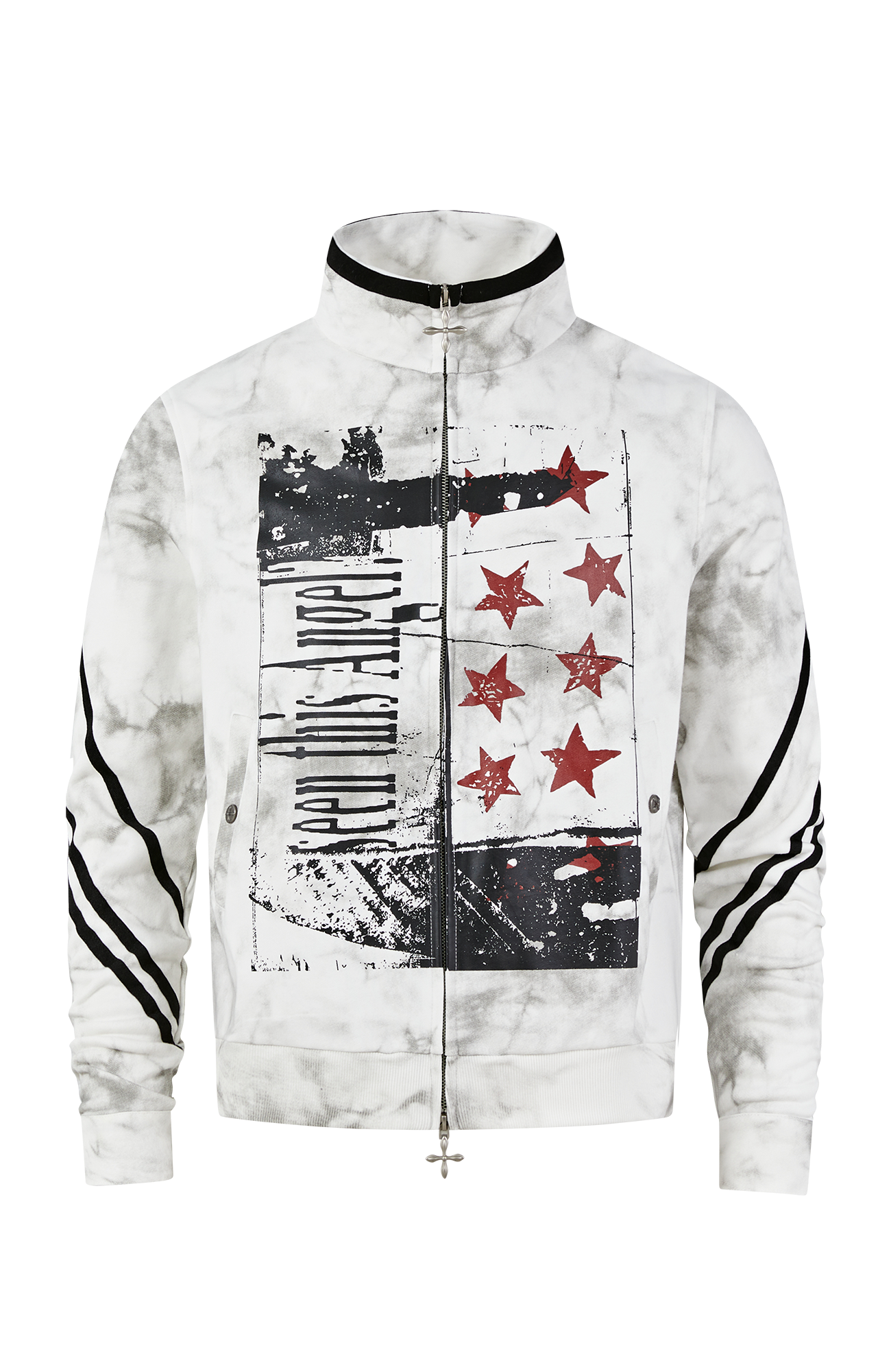 PASET Dirty Wash Star Graphic Track Jacket-Jacket-S-Free Shipping Leatheretro
