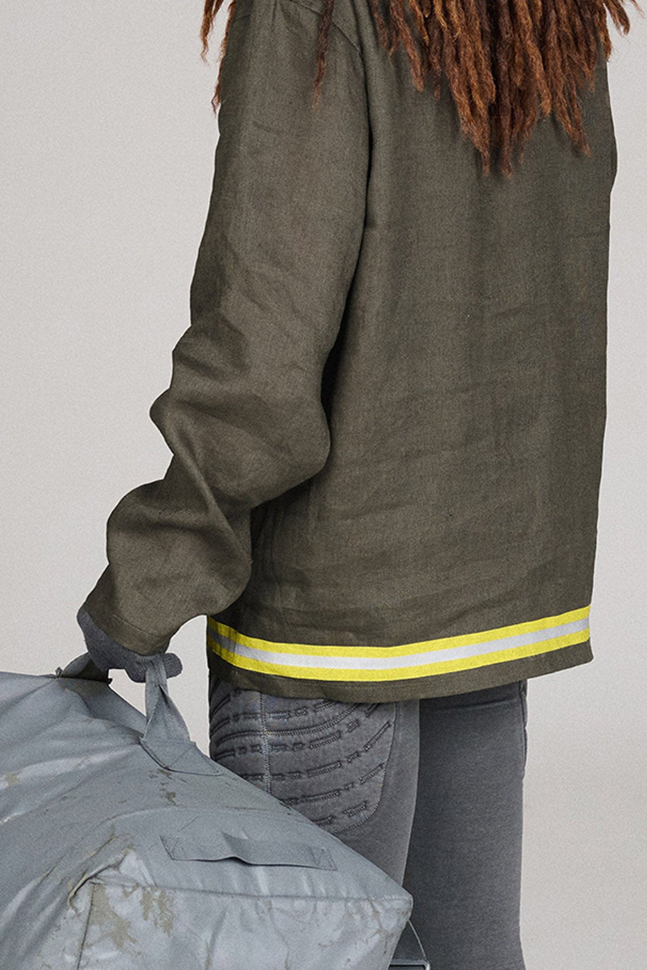 URBAN+FOREST Linen Reflective Trim Long-Sleeve Polo-L/S Tee-XS-Brown-Free Shipping Leatheretro
