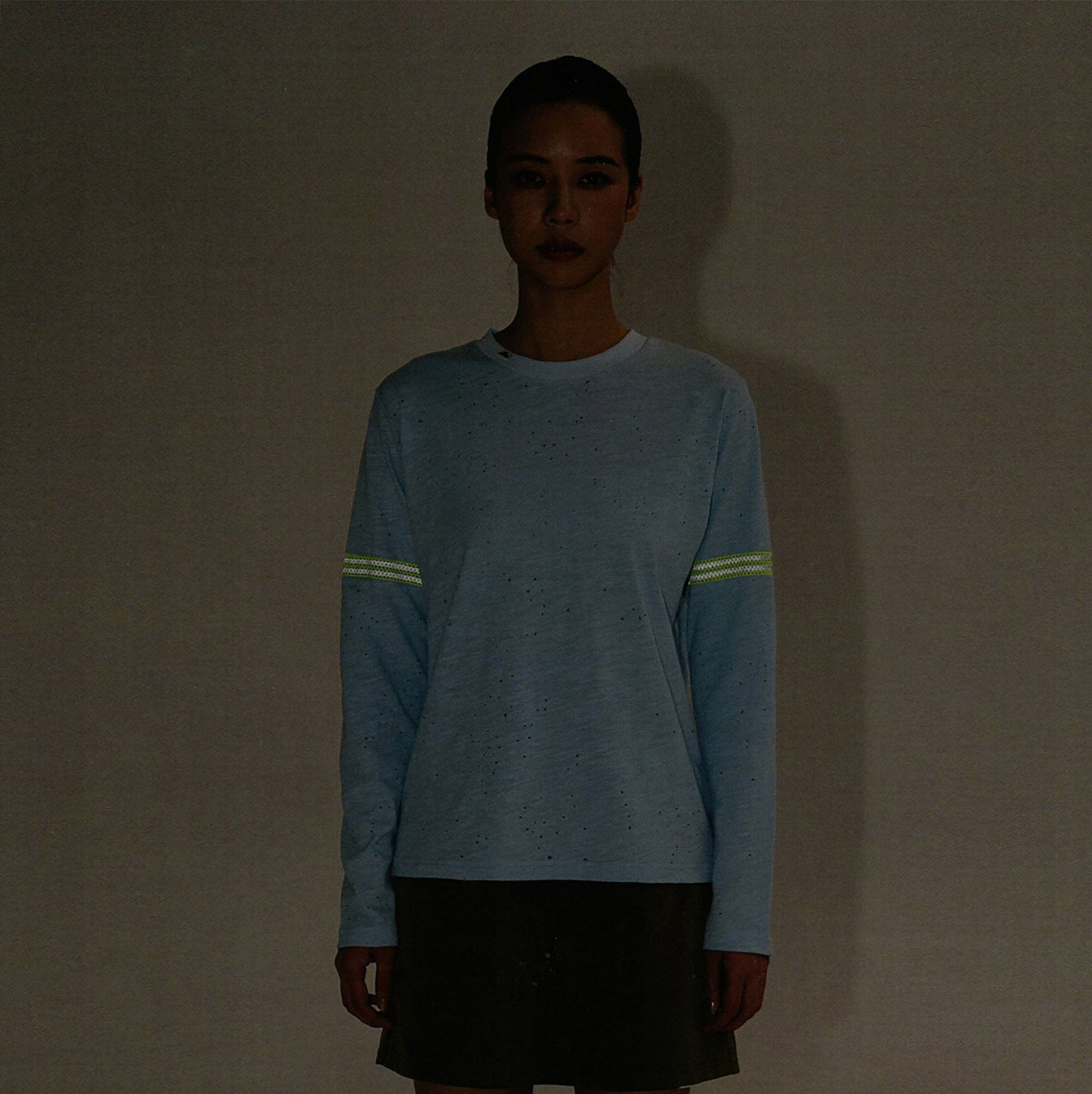 URBAN+FOREST Speckled Reflective Stripe Long-Sleeve Tee-L/S Tee-XS-Multicolor-Free Shipping Leatheretro