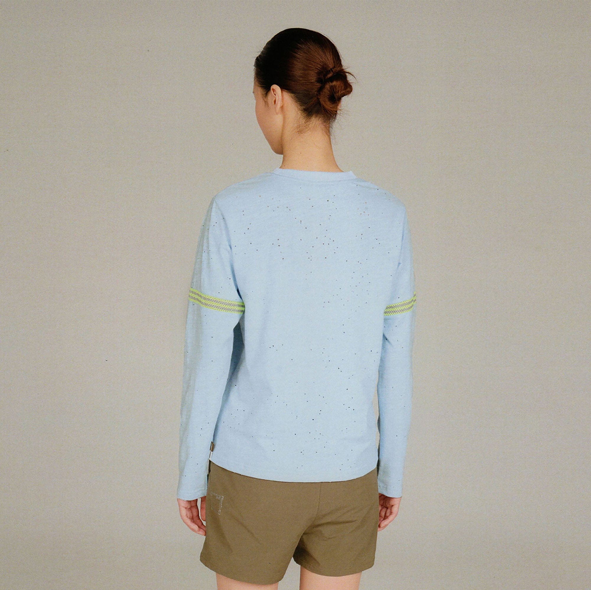 URBAN+FOREST Speckled Reflective Stripe Long-Sleeve Tee-L/S Tee-XS-Blue-Free Shipping Leatheretro