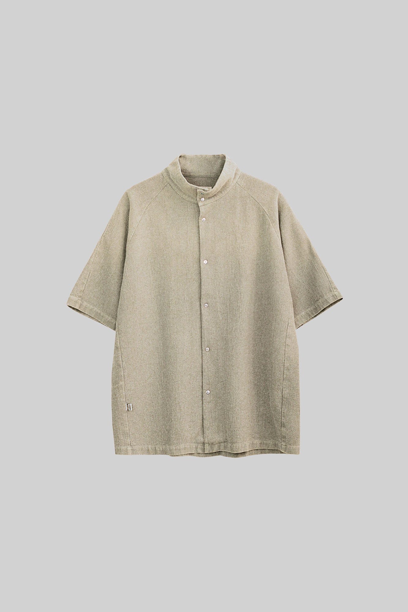 URBAN+FOREST Washed Waffle Stand Collar Half Shirt-Half shirt-XS-Blue-Free Shipping Leatheretro