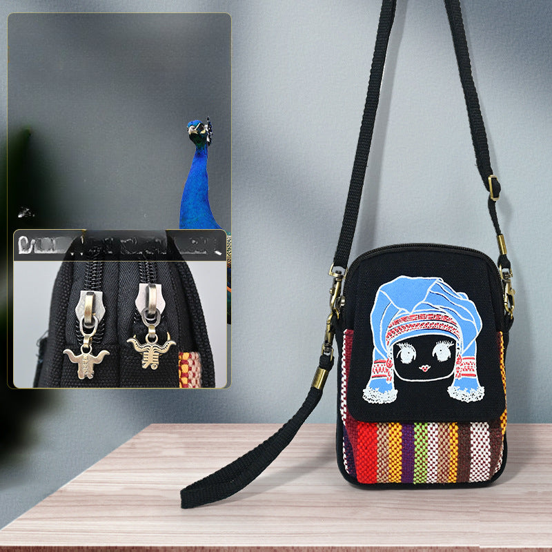 Traditional Chinese Style Ethnic Canvas Crossbody Cellphone Bags-Handbags-Red-Free Shipping Leatheretro