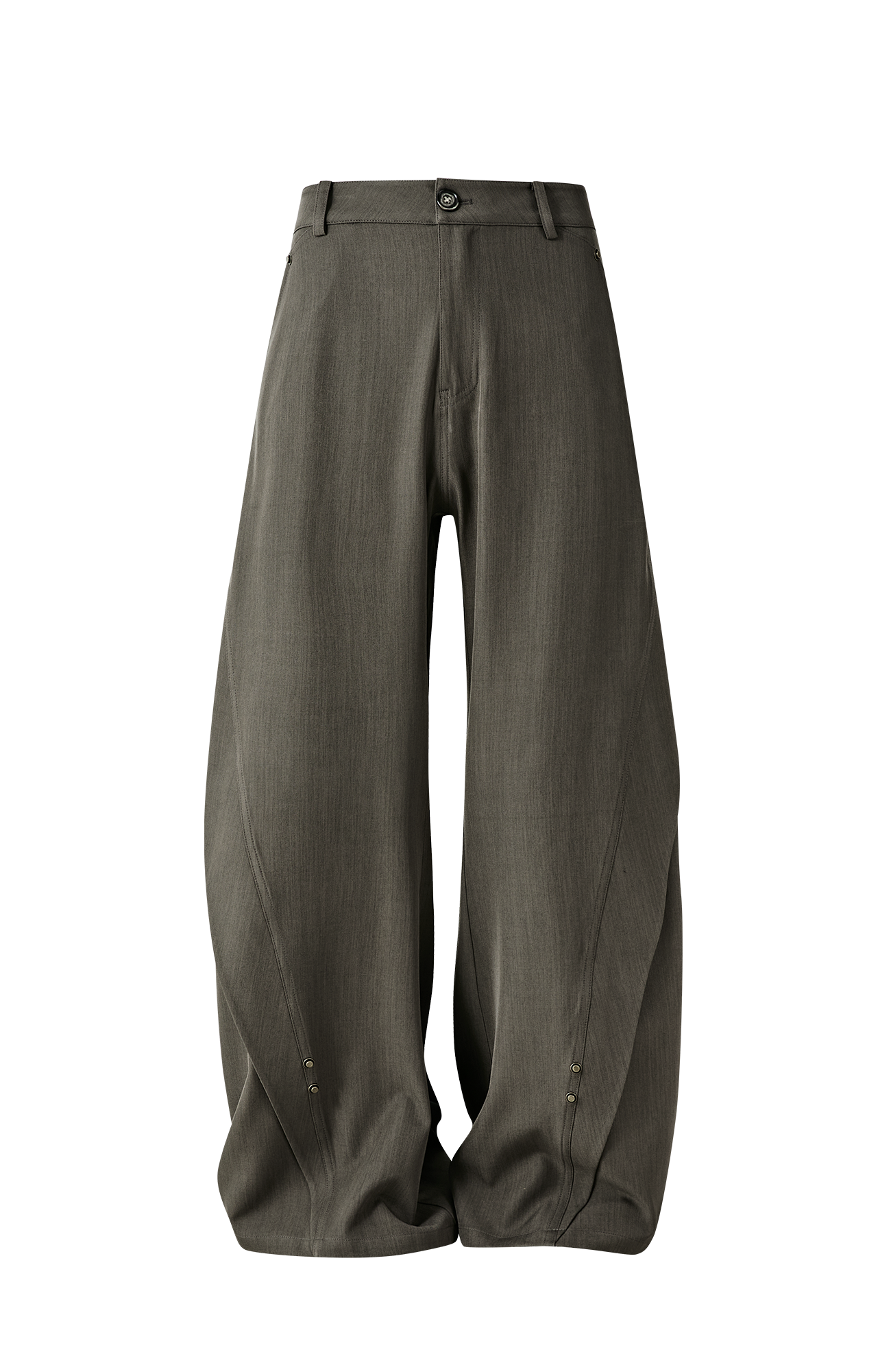 PASET Curved Seam Draped Trousers-Pants-S / 28"-Gray-Free Shipping Leatheretro