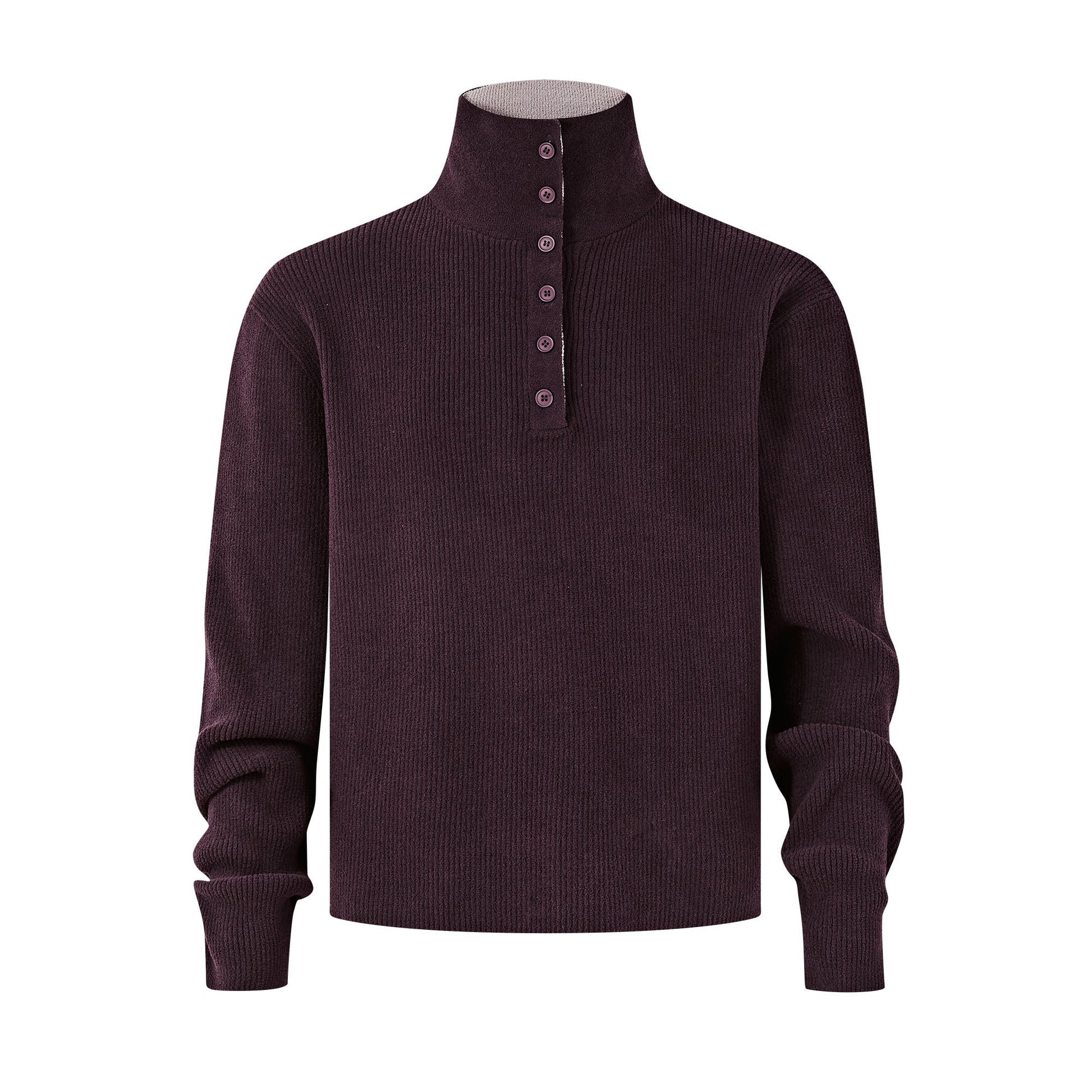 KREATE Contrast Layered Collar Ribbed Sweater-Sweater-S-Brown-Free Shipping Leatheretro