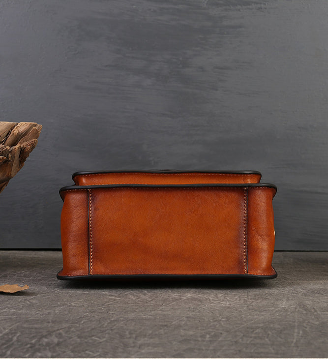 Full-Grain Leather Envelope Handbag for Women | Premium Structured Shoulder & Crossbody Bag-Messenger Bags-Brown-Free Shipping Leatheretro