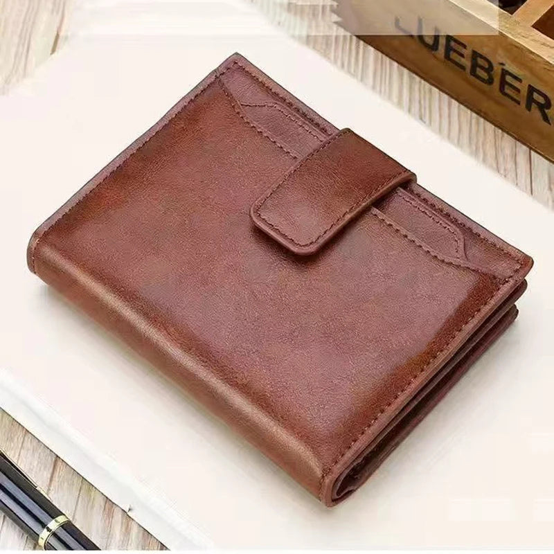 RFID Anti-theft Zipper Coin Wallet - Man Business Card Holder-Wallets & Money Clips-Black-Free Shipping Leatheretro