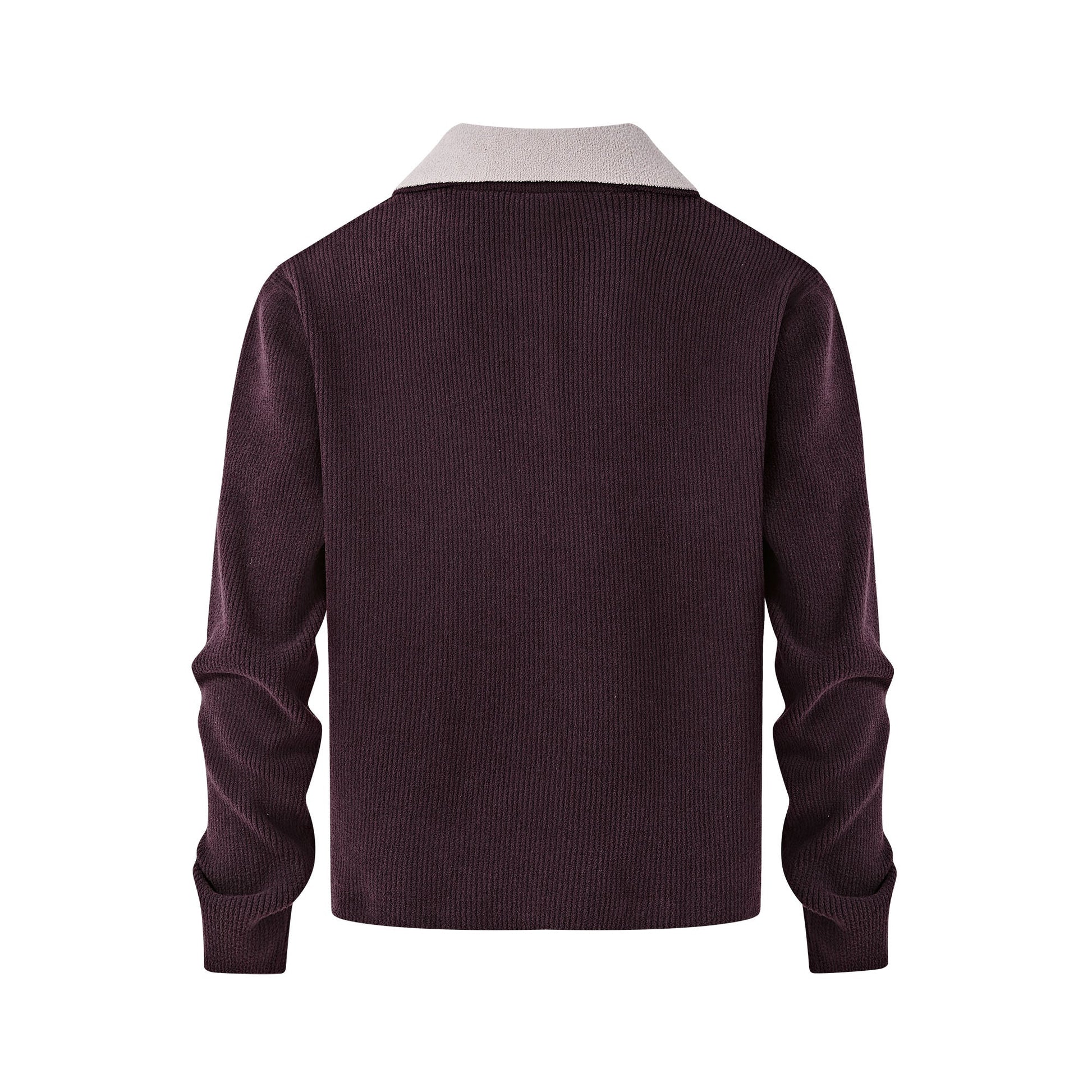 KREATE Contrast Layered Collar Ribbed Sweater-Sweater-S-Brown-Free Shipping Leatheretro