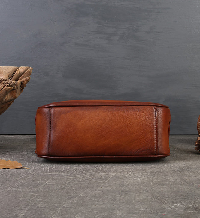 Handmade Top-Grain Leather Crossbody Bag for Women-Brown-Free Shipping Leatheretro