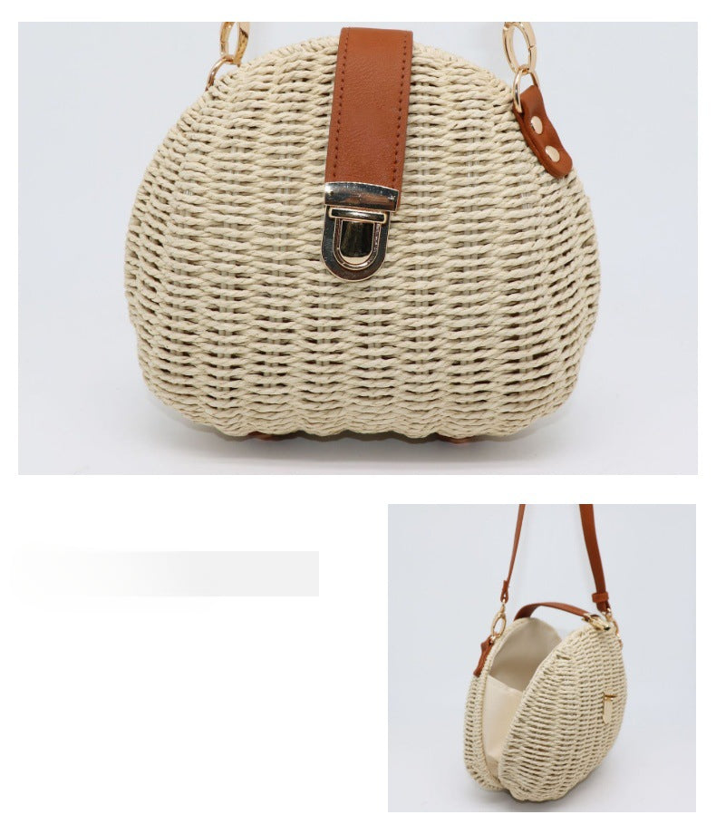 Summer Shell Crossbody Bag-Ivory-Free Shipping Leatheretro