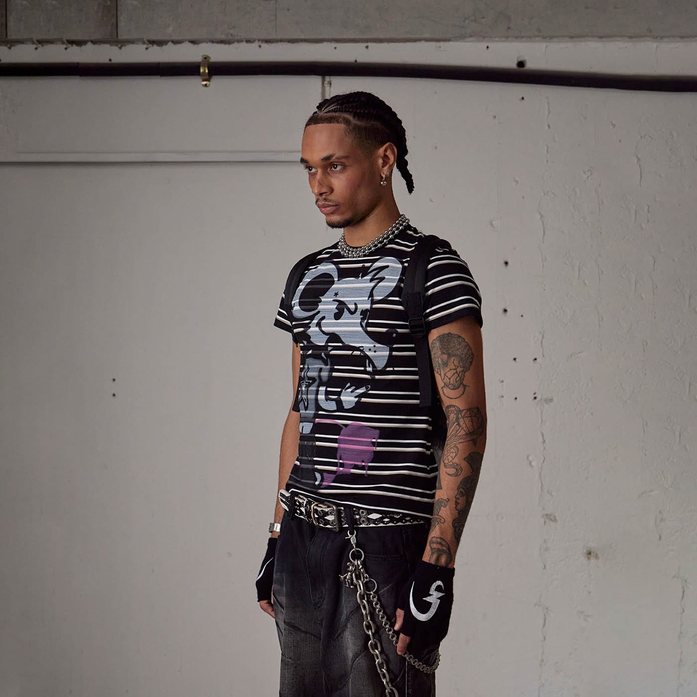 DND4DES The Rat Graffiti Striped T-Shirt-T Shirt-S-Free Shipping Leatheretro