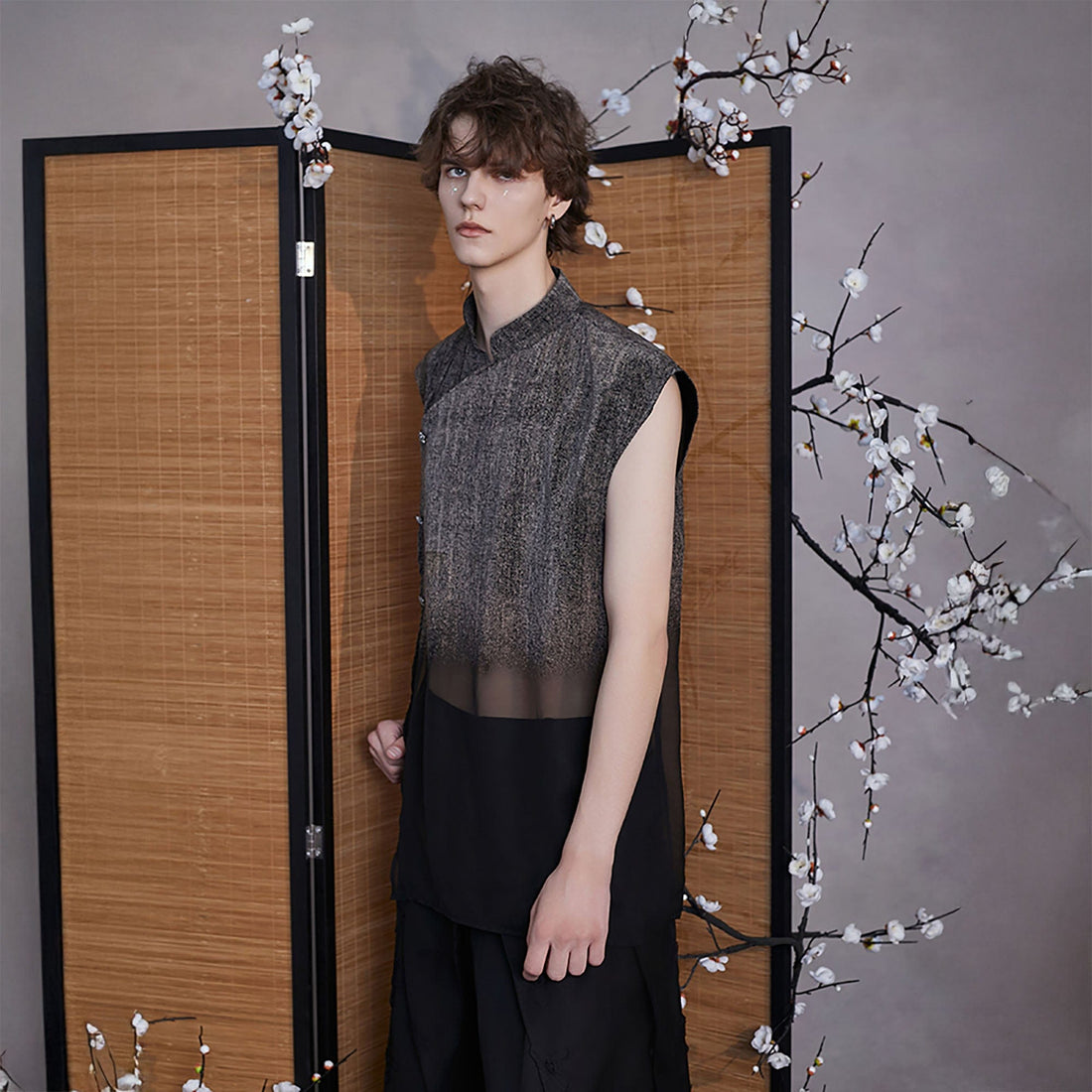JIECHI Gradient Sheer Split-Hem Vest-Vest-M-Free Shipping Leatheretro