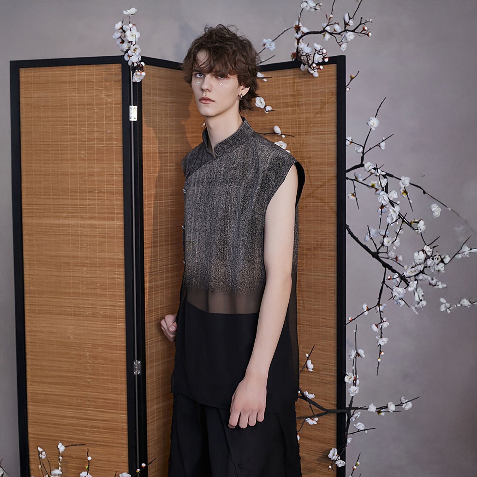 JIECHI Gradient Sheer Split-Hem Vest-Vest-M-Free Shipping Leatheretro