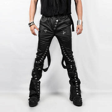 INSIDE OUT Exoskeleton Strapped Zipper Pants-Pants-S-Free Shipping Leatheretro