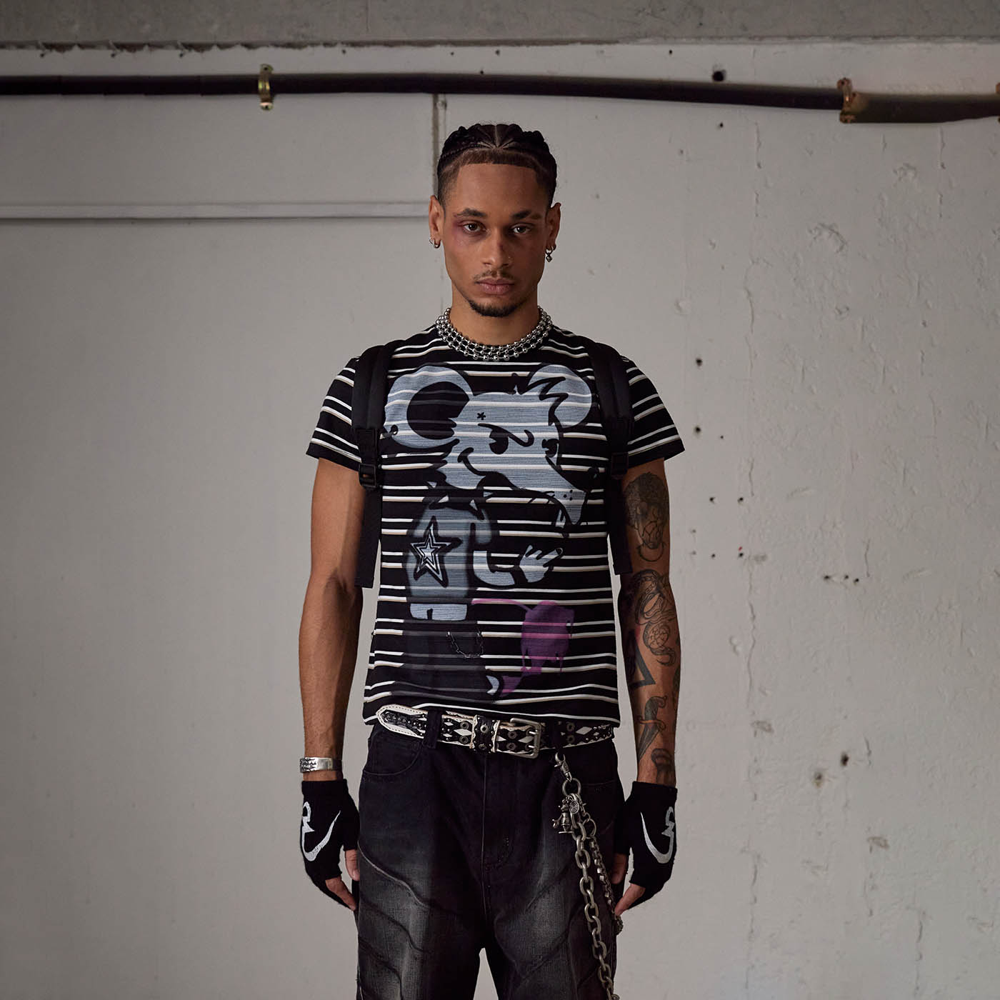 DND4DES The Rat Graffiti Striped T-Shirt-T Shirt-S-Free Shipping Leatheretro