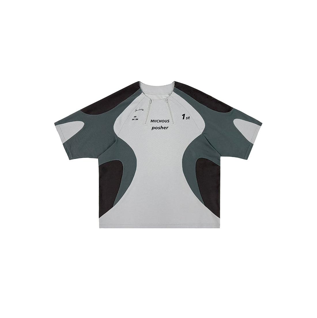 MIICHOUS Arc Spliced Dual Half-Zip Raglan T-Shirt-T Shirt-S-Free Shipping Leatheretro