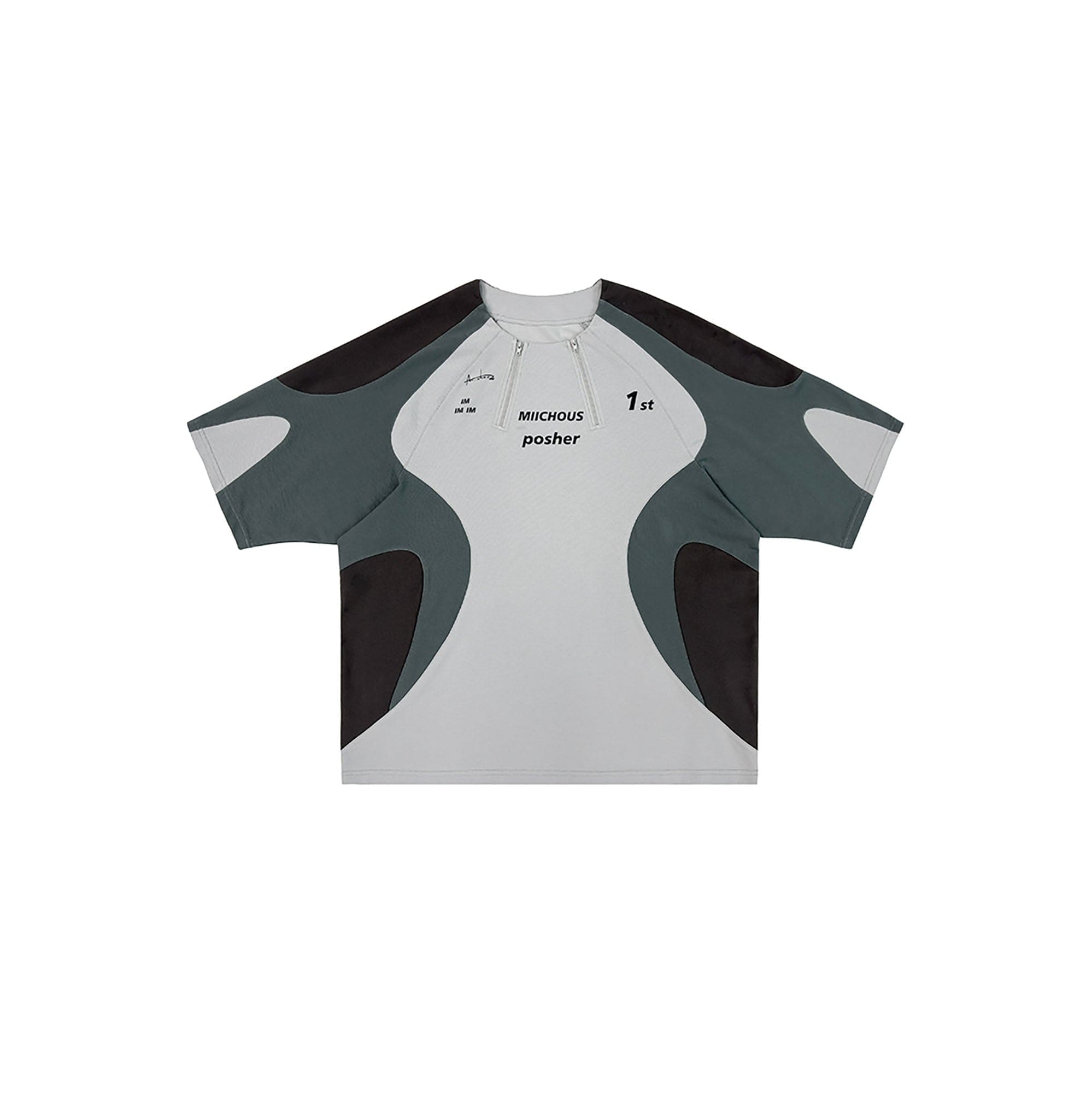 MIICHOUS Arc Spliced Dual Half-Zip Raglan T-Shirt-T Shirt-S-Free Shipping Leatheretro