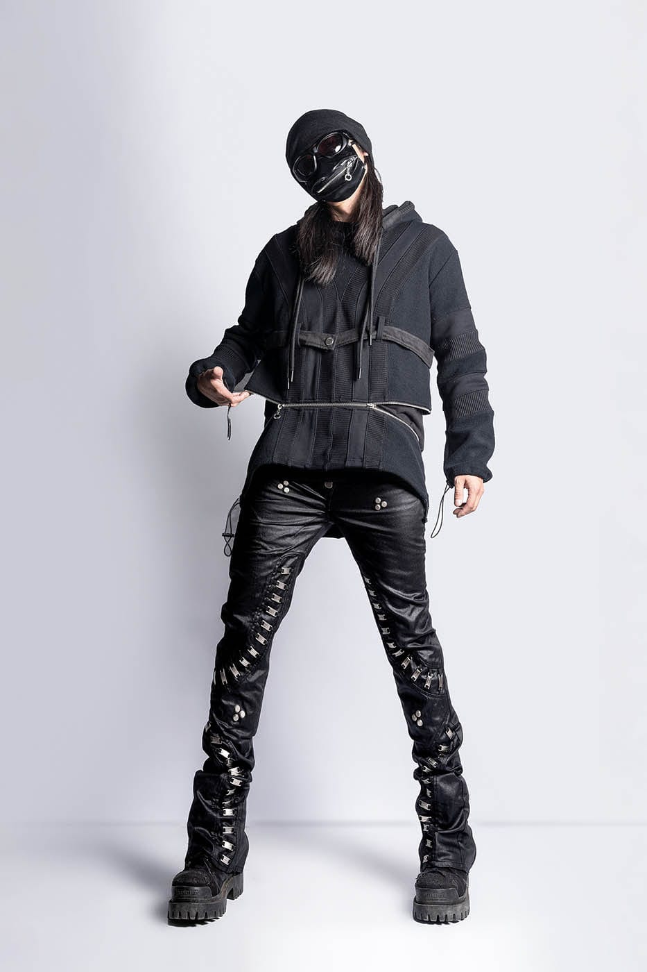 INSIDE OUT Exoskeleton Strapped Zipper Pants-Pants-S-Free Shipping Leatheretro