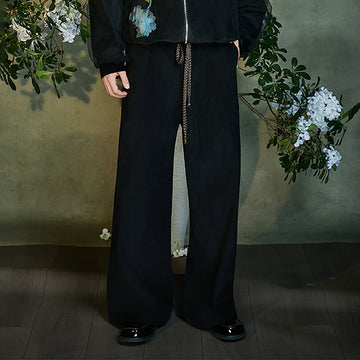 JIECHI Woven Belted Pleated Wide-Leg Suit Pants-Pants-M (Preorder)-Free Shipping Leatheretro
