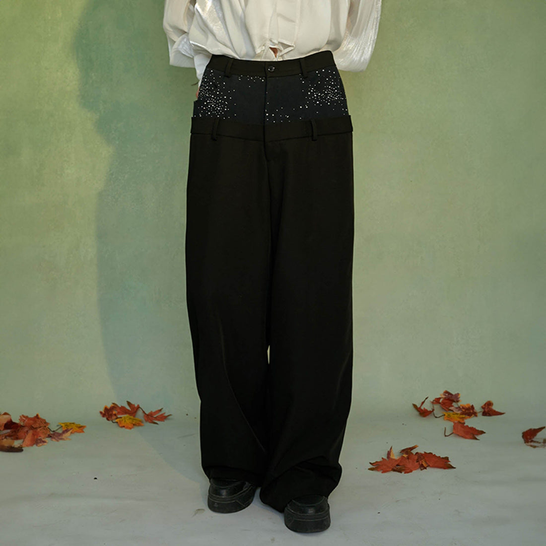 JIECHI Diamond Double-Waist Trousers-Pants-M-Free Shipping Leatheretro