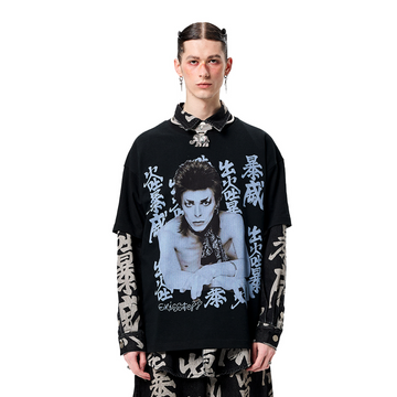 ERISSTOFF Retro David Bowie Portrait Graphic Oversized T-Shirt-T Shirt-S-Free Shipping Leatheretro