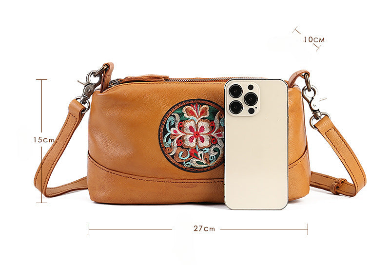 Genuine Leather Women's Crossbody Bag-Handbags-Black-Free Shipping Leatheretro