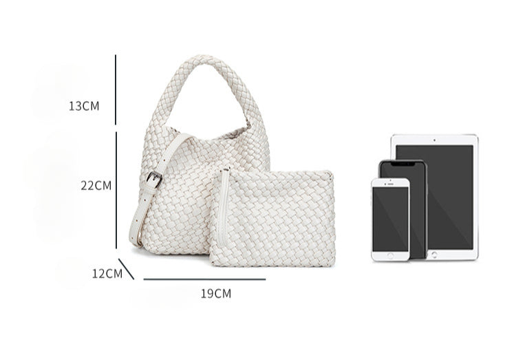 Summer PU Minimalist Boho Shoulder Bag with Detachable Mini Purse-Handbags-Black-Free Shipping Leatheretro