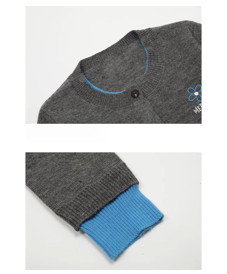 CLP Men's Two-Tone Layered Knit Cardigan Sweater-Cardigan Tops-Gray-S-Free Shipping Leatheretro