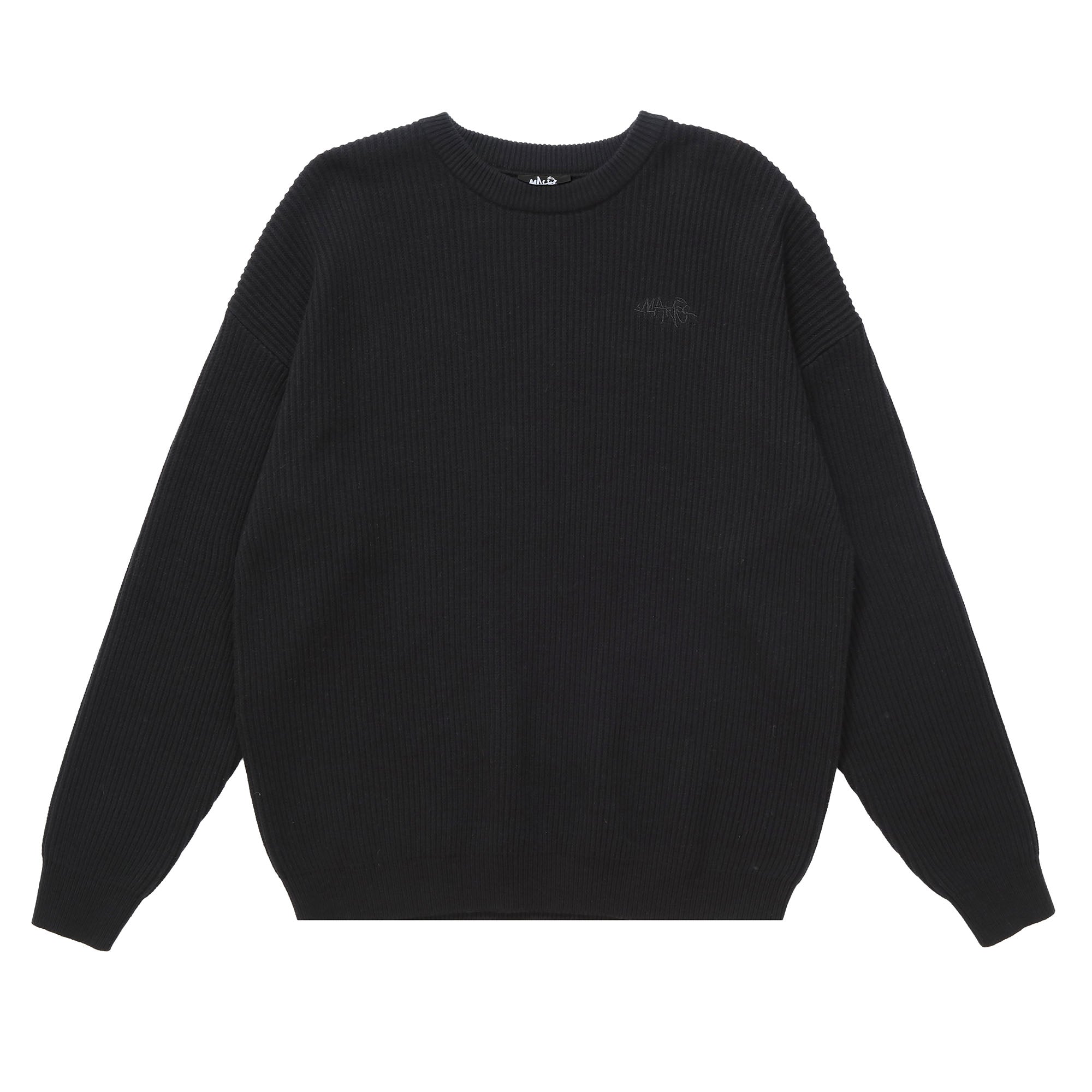 MAKEMORE Embossed Logo Rib Sweater-Sweater-S-Black-Free Shipping Leatheretro