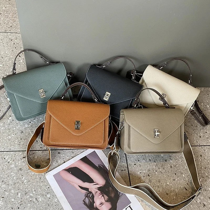 Cowhide Casual Crossbody Bag - Women Genuine Leather Handbag-Handbags-Brown-Free Shipping Leatheretro