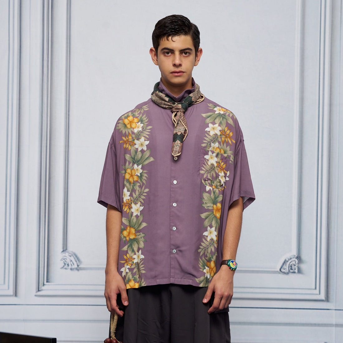 UNLIMITED MOTE Tropical Floral Cuban Hawaii Half Shirt-Half shirt-S-Black-Free Shipping Leatheretro