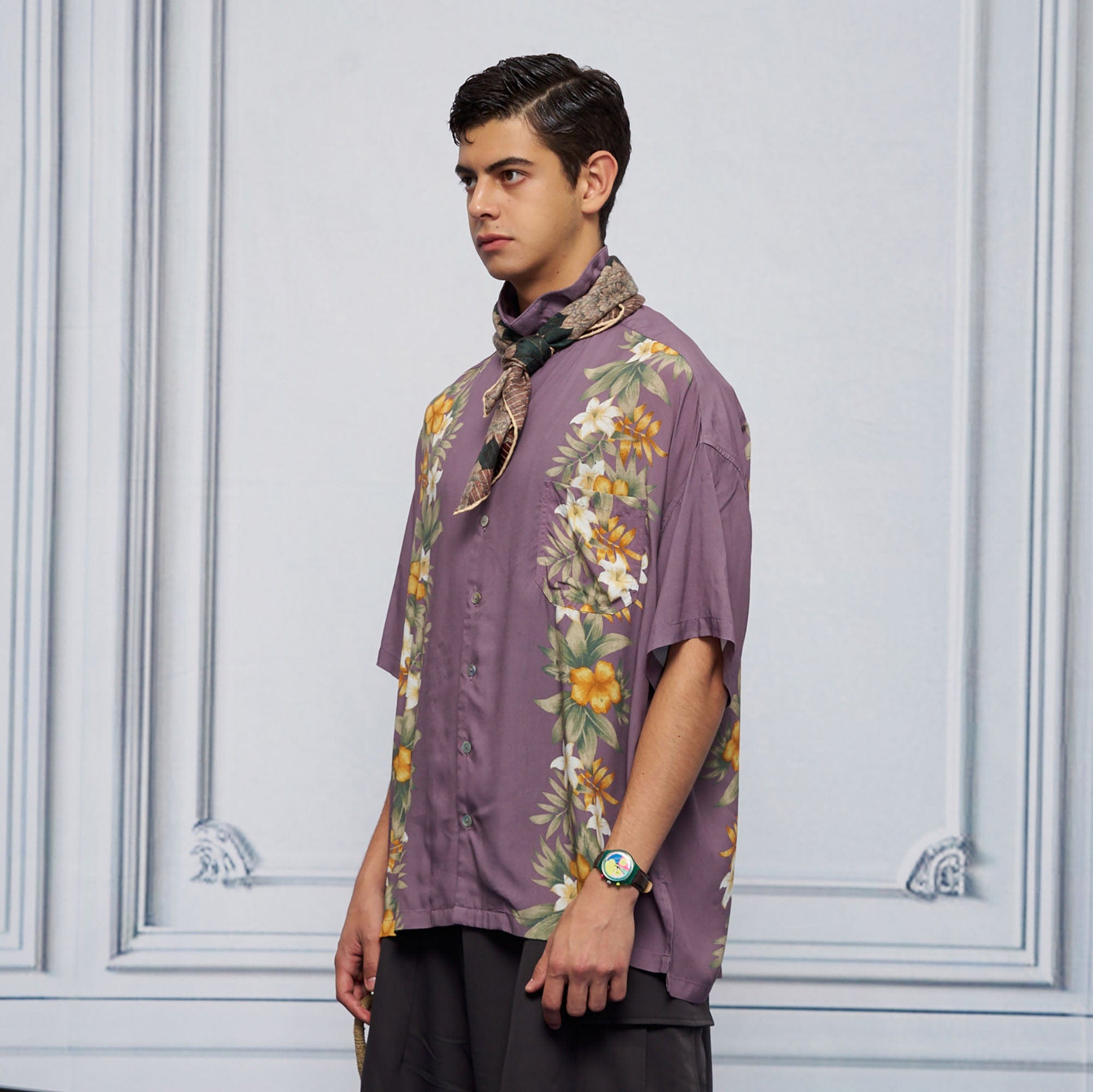 UNLIMITED MOTE Tropical Floral Cuban Hawaii Half Shirt-Half shirt-S-Black-Free Shipping Leatheretro