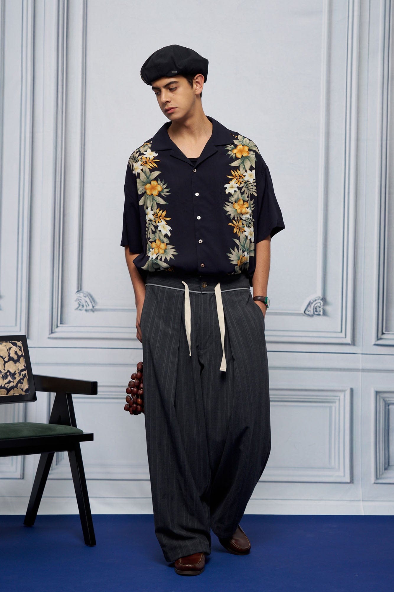 UNLIMITED MOTE Tropical Floral Cuban Hawaii Half Shirt-Half shirt-S-Black-Free Shipping Leatheretro