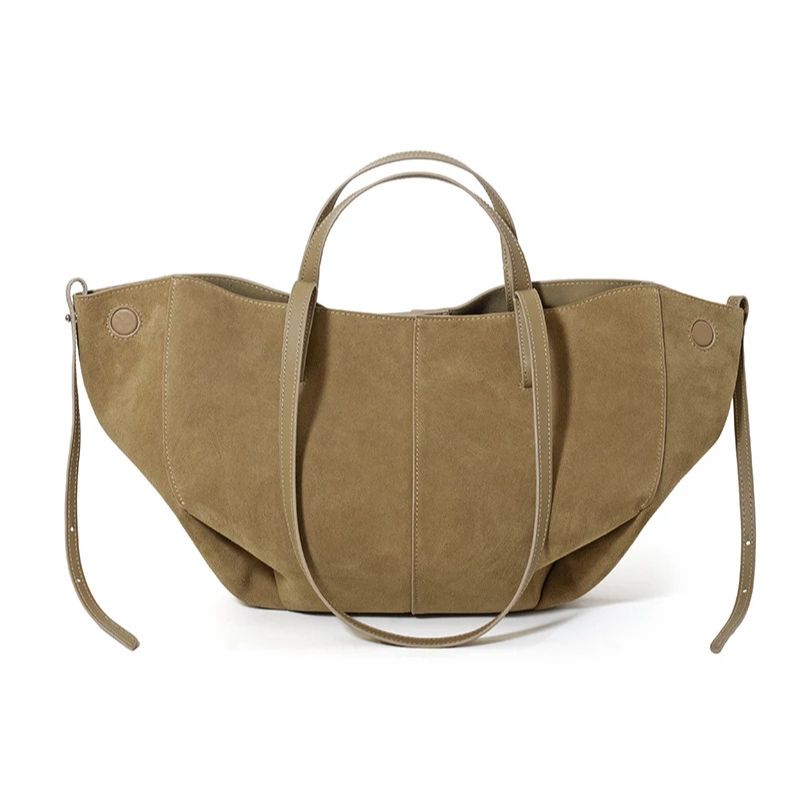 Women’s Leather Shoulder Tote – Frosted Cowhide Large Capacity Wing Bag-Desert Sand-Free Shipping Leatheretro