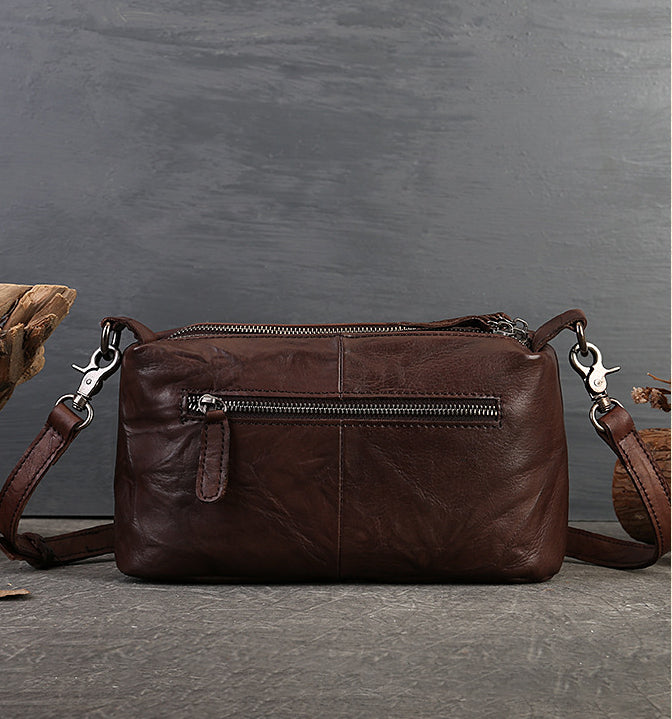 Genuine Leather Women's Crossbody Bag-Handbags-Black-Free Shipping Leatheretro