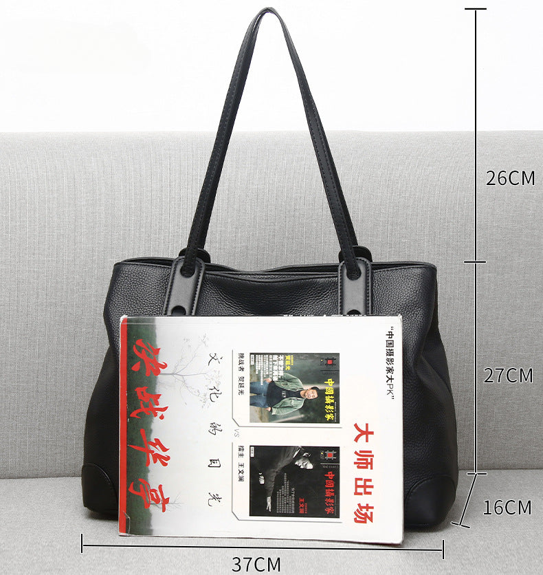 Women Genuine Leather Large Capacity Stylish Handbag for Work & Commute-black-Free Shipping Leatheretro