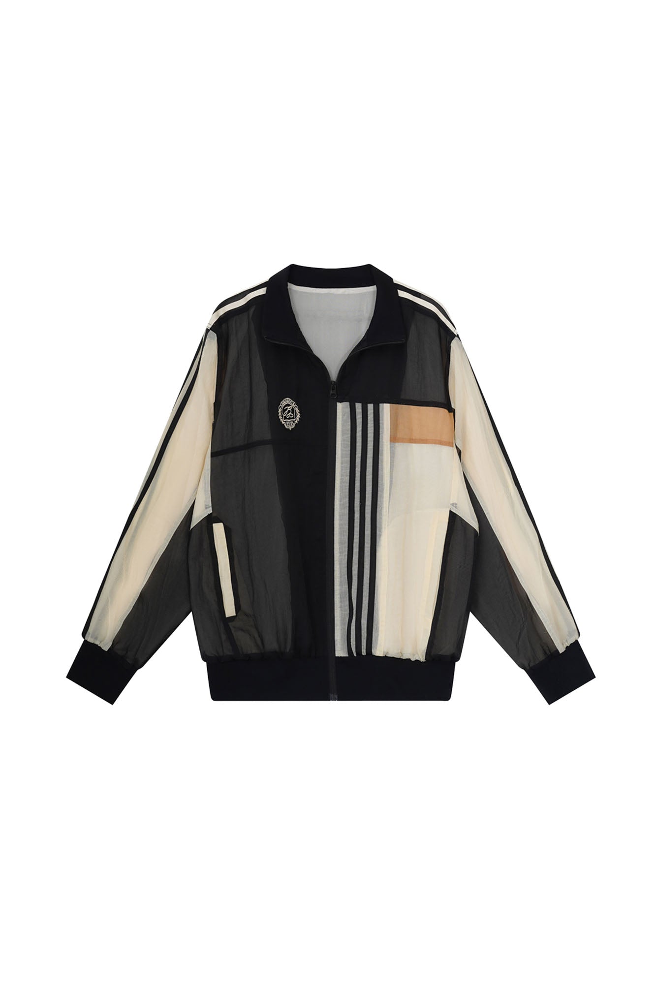 ERROR CODE ROBOT Sheer Mesh Paneled Striped Jacket-Jacket-S (Preorder)-Free Shipping Leatheretro